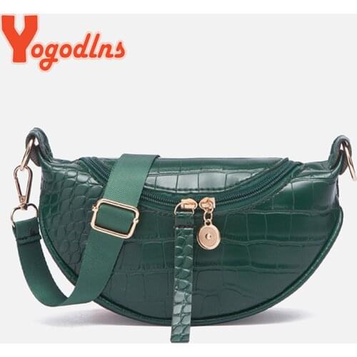 Yogodlns Alligator Pattern Chest Bag For Women PU Leather Crossbody Bag 2021 Trendy Fanny Pack Simple Solid Color Waist Bag sac
