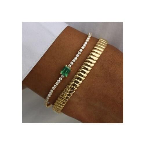 Wholesale Hip hop Iced out bling sparking CZ snake chain bracelet for women charming silver gold pink 3 colors wedding jewelry