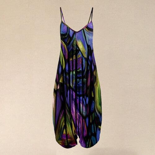 2021 Summer Casual Olive Purple Sling One Piece Jumpsuit Women V Neck Wide Leg Pullover Loose Rompers