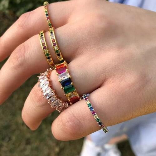 Colorful cz fashion ring for women mothers day gift jewelry 2021 elegant paved multi color rainbow cz Mama Letter finger rings