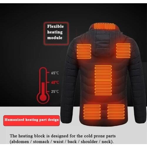 New 9 Places Heated Vest Men Women Heated Jacket Heating Vest Thermal Clothing Hunting Vest Winter Heating Jacket Warm Smart