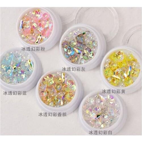 1 Box Mixed 3D Rhinestones Nail Art Rhinestone Irregular Beads For Nails Art Decorations Crystals Glass Manicure Accessories