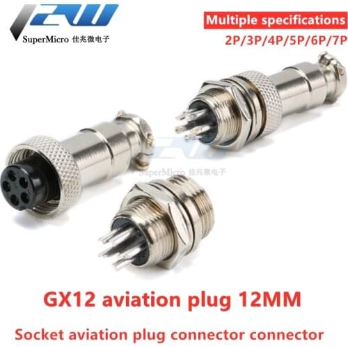 1PCS GX12 / 2/3/4/5/6/7 Pin male + female 12mm L88-93 Circular connector Circular male panel plastic connector with cap