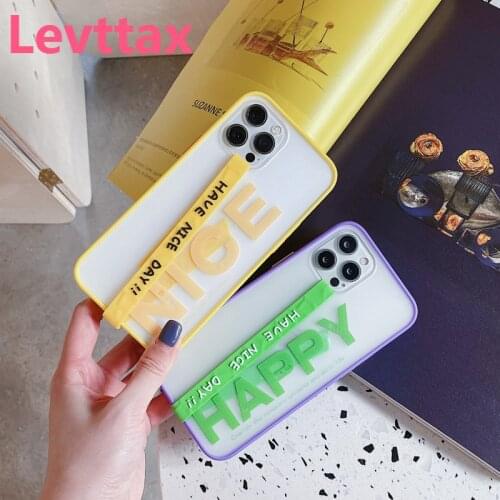 1PCS Ins Korea Wrist Brand Chain Label Case For iPhone 12MINI 11 Pro Max Back Cover Funda Coque For iphone X XS XR 6 7 8 Plus