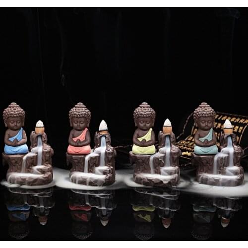 1pcs The Little Monk Censer Buddha Incense Holder Backflow Incense Burner Home Decor