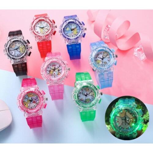 1PCs Luminous Cartoon Flash Light Kids Watch for Boys Rubber Strap Cute Princess Children Girls Watches with Light Watches Kids