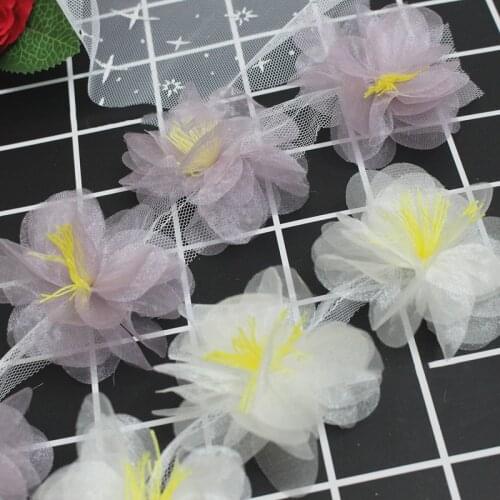 1 yards 70mm Chiffon Flowers Head Mesh Yarn Ribbons DIY Headwear Clothing Decoration Accessories Trim Materials
