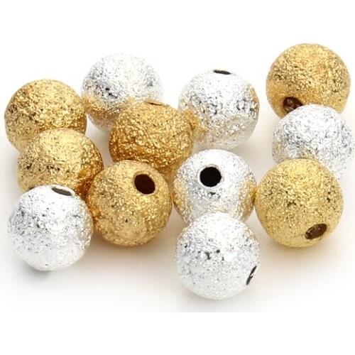100pcs/lot 4/6/8mm Gold/Silver Round Copper Spacer Beads Frosted Ball End Seed Beads For Necklace Bracelet Jewelry Making F3461