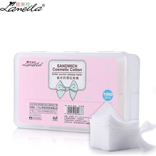 1000pcs/box cotton pads for face makeup white non-woven fiber cotton skin care face cleansing wipes sandwich cottton LM030