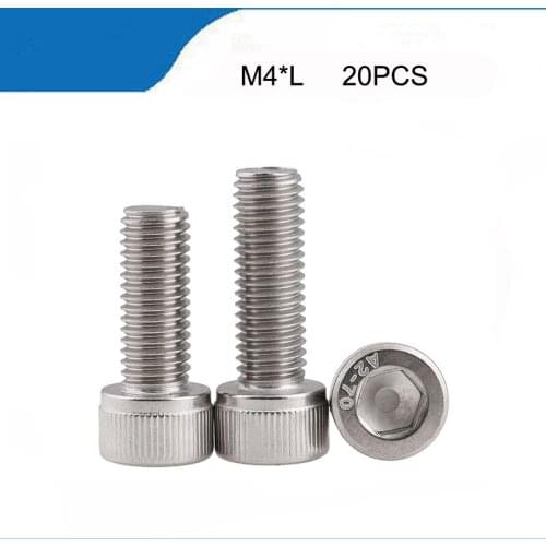 20pcs M4*6/8/10/12/14/16/18/20/25/30 mm Allen Hex Socket Head Screw Bolt M4 Stainless Steel hexagon Screws Furniture Fastener