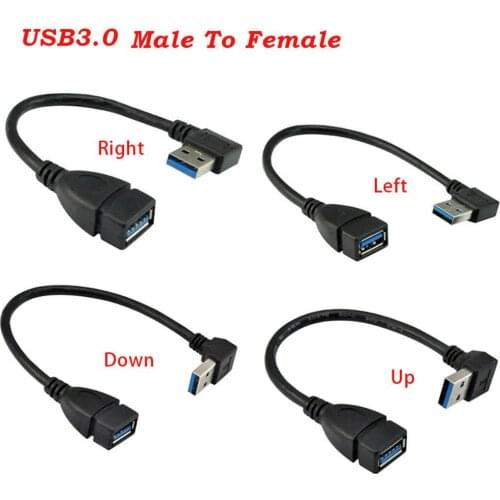 25CM USB Cable USB 3.0 Type A 90 Degree Right Angled Male to Female Extension Adapter Cable USB Adapter usb кабель переходник