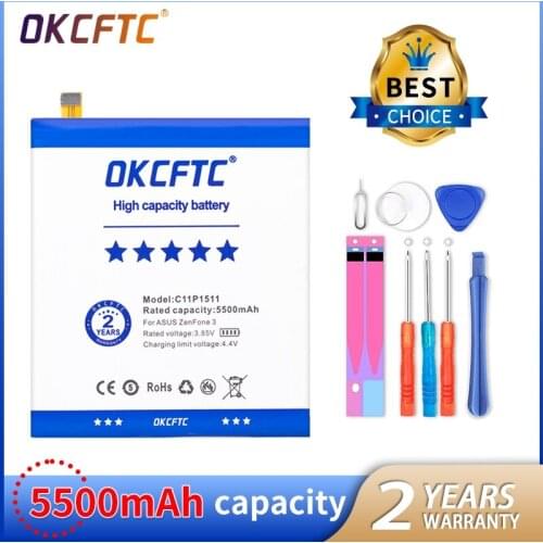 OKCFTC C11P1511 5500mAh Battery For Asus ZenFone 3 ZenFone3 ze552kl z012da/e Batteries