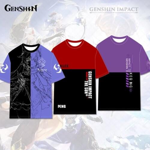 Anime Genshin Impact 3D T Shirt Cosplay Hu Tao Tartaglia Razor Keqing Xiao Albedo Klee Diluc Venti Paimon Zhongli Tee Top Tshirt