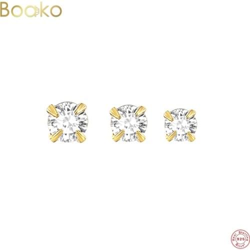 Boako 100% S925 Sterling Silver 2.5/3/3.5mm Zircon Stud Earring Mini Small Diamond Earrings for Women Jewelry pendientes plata