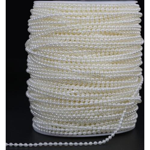 Free Shipping 3/4/5/6/8/10mm Craft Imitation Pearl Beads Cotton Line Chain For DIY Wedding Party Decoration Party