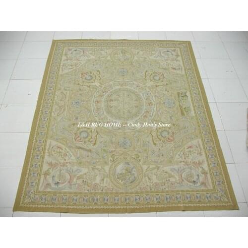 Free shipping 9'x12' French Aubusson rugs beige madallain design