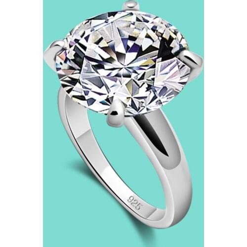 Noble Womens 925 Silver Jewelry Ring Exaggerated AAA Cubic Zircon Large Sterling Silver Cocktail Ring Femal Luxury With Giftbox