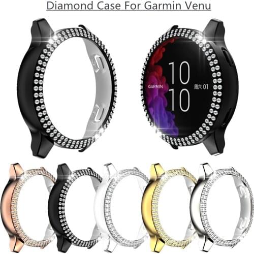 Bling Double-row Diamond Fashion Case for Smart Watch Garmin Venu Hard PC Protective Cover Shockproof High Quality Bumper Shell
