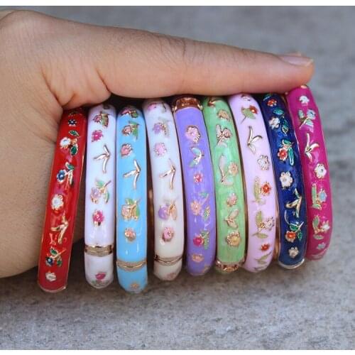 Wholesale 10PCS Beijing cloisonne bracelet elegant floral Chinese style fashion childrens Bangle
