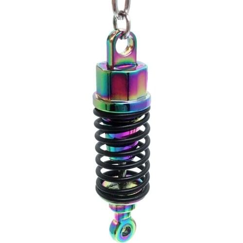 Zinc Alloy Car Interior Suspension Keychain Retractable Spring Coilover Car Tuning Part Shock Absorber Keyring Gift
