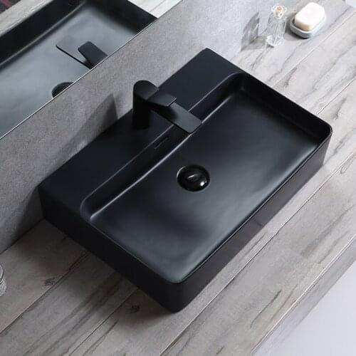Black Square Ceramic Home Washrooms Washbasins Artistic Basins art rectangular ceramic wash basin bathroom sink