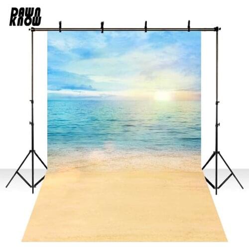 DAWNKNOW Sea Vinyl Photography Background Sand Backdrops Blue Sky Sunset Beach For Pregnancy Photocall Photo Studio S1911