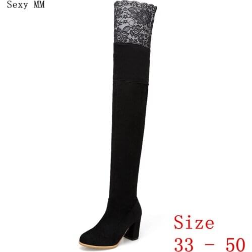 Spring Autumn Women Over the Knee Boots High Heel Woman Thigh High Boots Small Plus Size 33 - 40 41 42 43 44 45 46 47 48 49 50