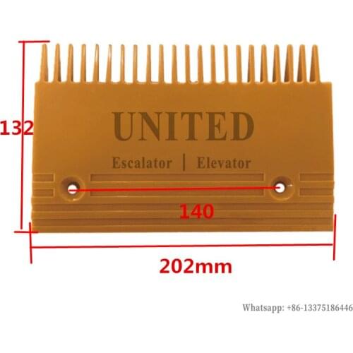 Escalator Yellow Plastic Comb Plate KM5009371H02 L202mm W132mm Hole Space 140mm 22 Teeth RIGHT