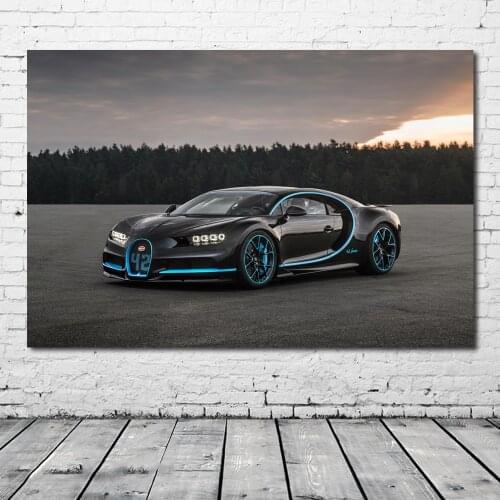 Paintings Wall Art Vehicle Supercar BUGATTI Chiron Black Car Artwork Pictures Canvas Posters and Prints Modern Decoration