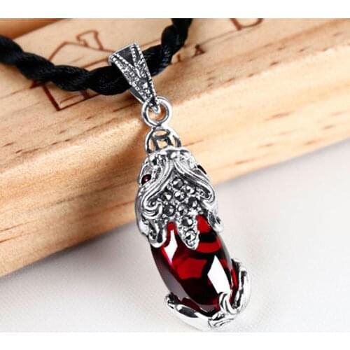 ZHJIASHUN Classic 100% 925 Sterling Silver Garnet Locket Vintage Pendant Necklace Natural Gemstones Ruby For Women Jewelry