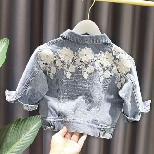 Kids Girls Jacket New Baby coat Childrens Denim Jacket Windbreaker Kids Clothes Long Sleeve Lace Coat for girl