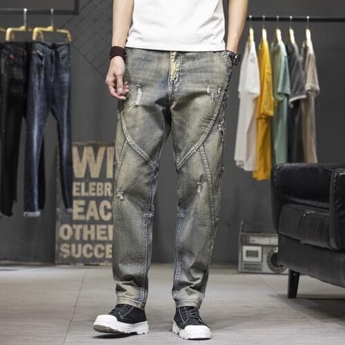 Summer Men Thin Jeans Hole Fashion Denim Pants Plus Size Loose Straight Male Jean Trousers Mens Cowboy Clothing