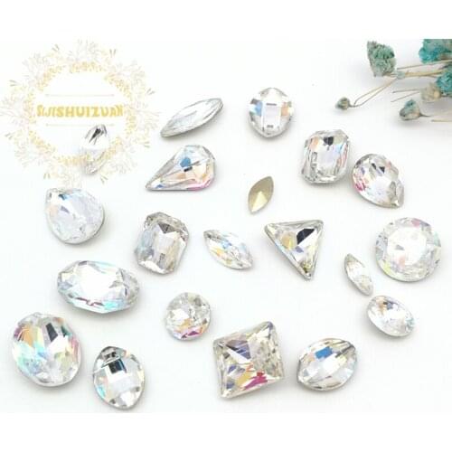 Best selling!Mixing Dazzle color shape and sizes Glass Crystal rhinestones DIY Clothing accessories and nails Free shipping