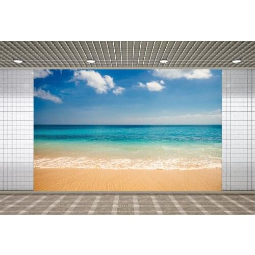 Lyavshi Sea Blue Sky White Clouds Seaside Sand Summer Aloha Party Room Decro Baby Photo Backdrops Photography Backgrounds Props