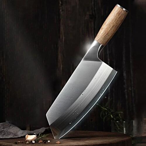 Cleaver knife Kitchen Chef Knife Stainless Steel Razor Sharp Slicing Knife Meat Chopping Knife Wood Handle Chinese butche Knife