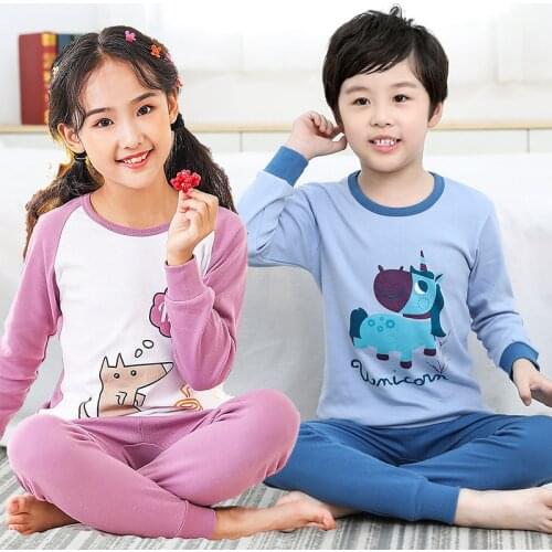 Autumn Cotton Boys Sleepwear Kids Pyjamas Children Baby Girls Pajamas Unicorn Cartoon Clothes Suits Nightwear Pijama Infantil