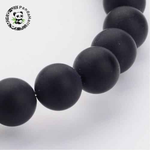 8mm Grade A Round Frosted Black Natural Stone Beads Strands for Jewelry Making DIY Wholesale,hole:1.2mm; about 48pcs/strand, 16"