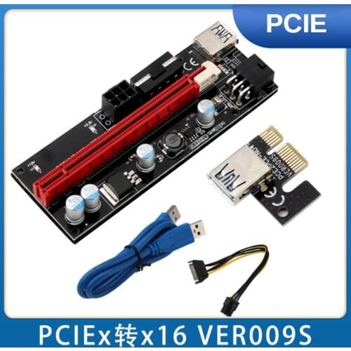 VER009S PCI-E Riser Card 009S PCI Express PCIE 1X to 16X 100CM 60CM USB 3.0 Cable 6Pin Power for BTC Miner Mining