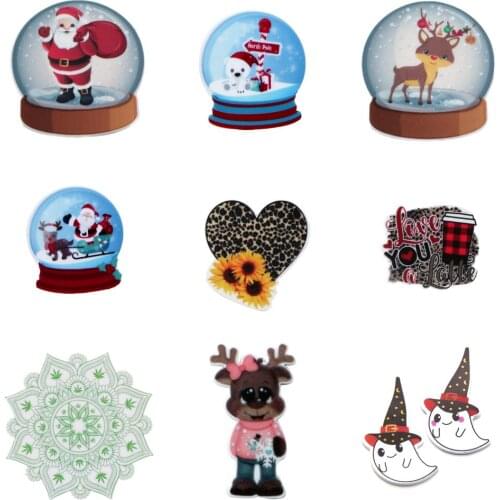 Christmas Present Flat Back Planar Resin Cabochon DIY Acrylic Ear Studs Accessories DIY Mobile Phone Case Headband,5Yc19721