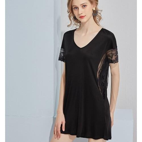 Silk Sexy Nightdress Women Lace Sling Vest Skirt Nightwear Silk Underwear V-neck Hot Nightgown Thin Home Clothes Sleep Dress