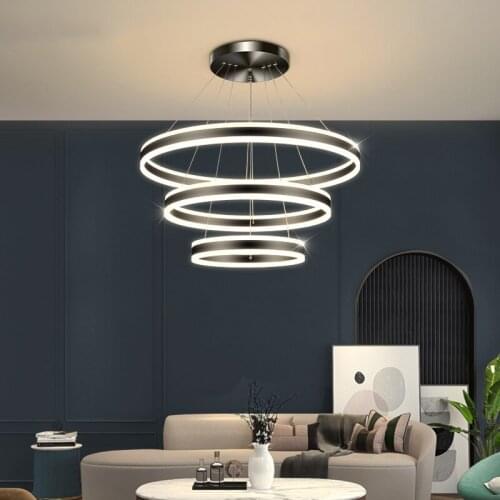Modern Chandelier Ring Led Ceiling Circle Black Chandelier Attic Living Room Dining Room Kitchen Interior Iighting