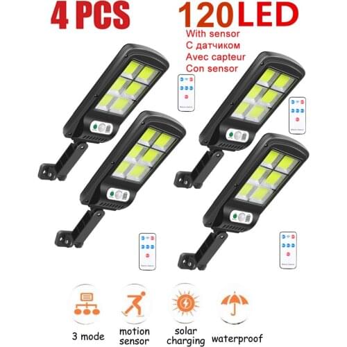4pcs tabular oblong Super Bright 120 LED Waterproof PIR Motion Sensor Solar Powered Light Garden Security solar Lamp Outdoor Str