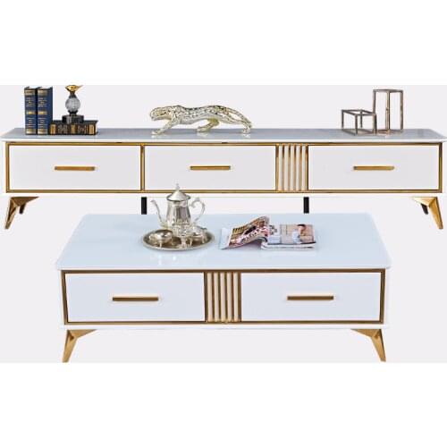 Light luxury style coffee table TV cabinet combination simple post-modern audiovisual cabinet floor cabinet Italian minimalist