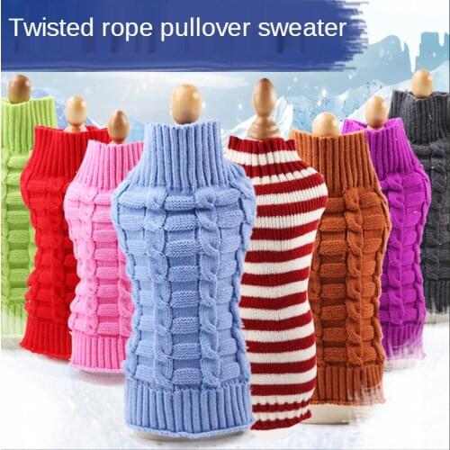 Pet Sweater Christmas Small, Medium and Big Dog Law Fighting Dog Sweater Twist Rope Pet Sweater Stretch Big Cat Dog Clothes