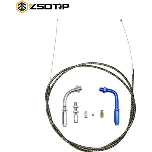 ZSDTRP 190cm Throttle Cable Nylon Braided Pipe With 90° Accelerator Adjuster Screw Motorcycle kit For Honda Yamaha KTM