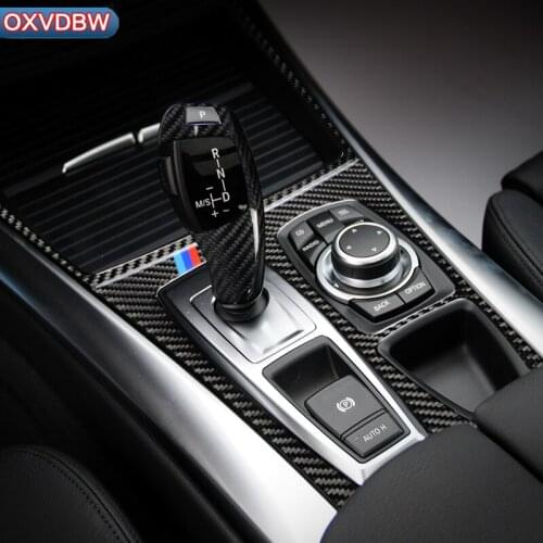 Interior Carbon fiber Gear Control Panel Cup Holder Frame Trim car Sticker For BMW X5 X6 E70 E71 2008-2013 LHD RHD Accessories