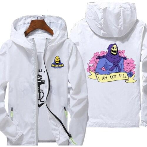 Outwear Skeletor Anime Zipper Jacket Drying Casual Print Breathable Leisure Coat Sport Unisex Reflective Hooded Windbreaker