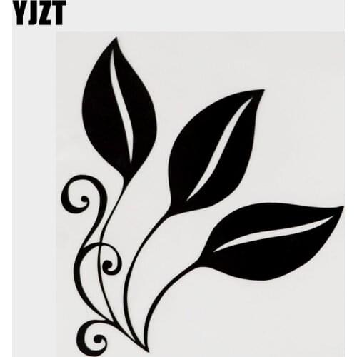 YJZT 12.6CM×14.5CM Fashion Plant Flower Leaves Vinyl Car Sticker Decal Black/Silver 18B-0233