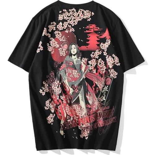Japanese fashion brand sword-drawing lady summer breathable bronzing printing couples short-sleeved summer personality T-shirt