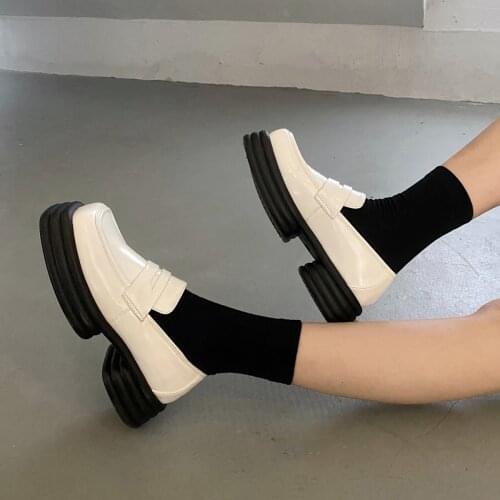 Square Toe Summer New Retro Lolita Style Pu Leather Shoes Muffin Bottom Design Womens Flip Flops Anime Cosplay Harajuku Gothic